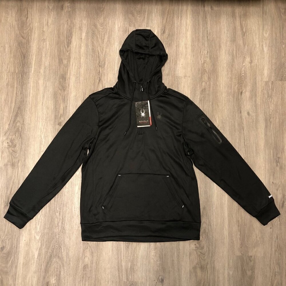 NWT Spyder Active Men's Size Large Hooded Sweatshirt Hoodie Black Performance
